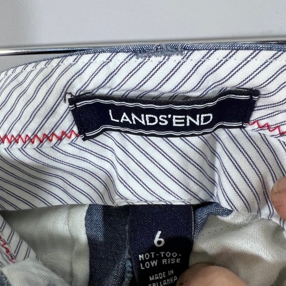 Lands' End 100% Cotton Chambray Mid-Rise Shorts - Picture 3 of 4